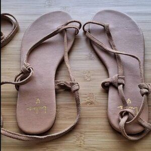 Lulu's Suede Lace-up Sandals 6.5